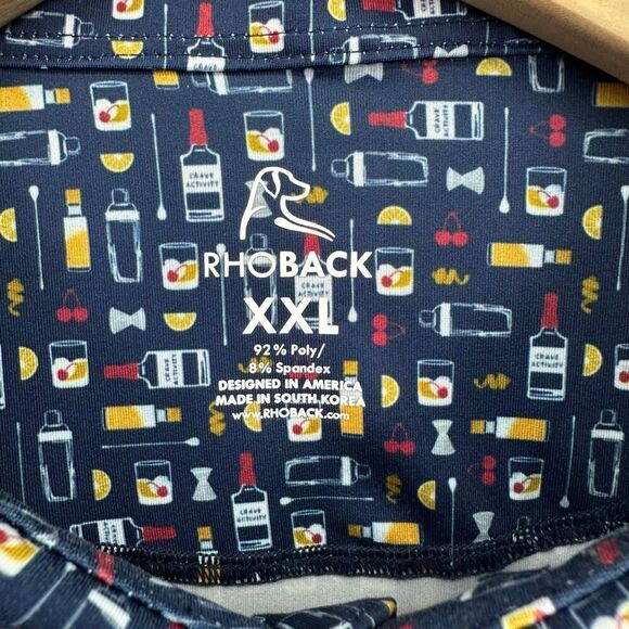 Rhoback Men’s Admirable Navy The Old Fashioned All Over Novelty Printed Short Sl - Picture 4 of 9